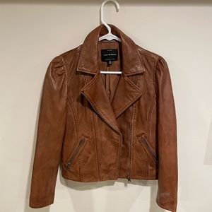 Lucky Brand Real Lamb Leather Puff Sleeve Moto Jacket (size S)